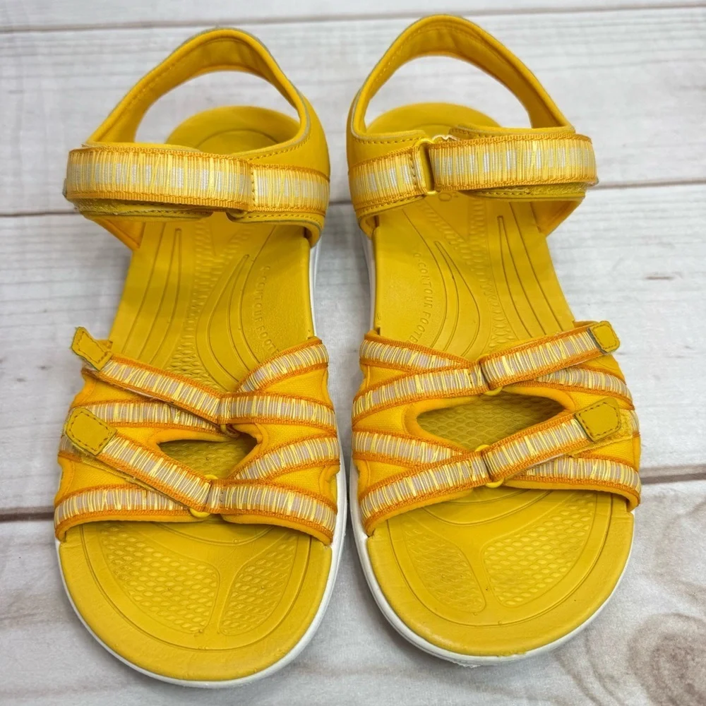 Ryka Yellow Savannah Sport Sandals Contoured Footbed Comfort Arch Support